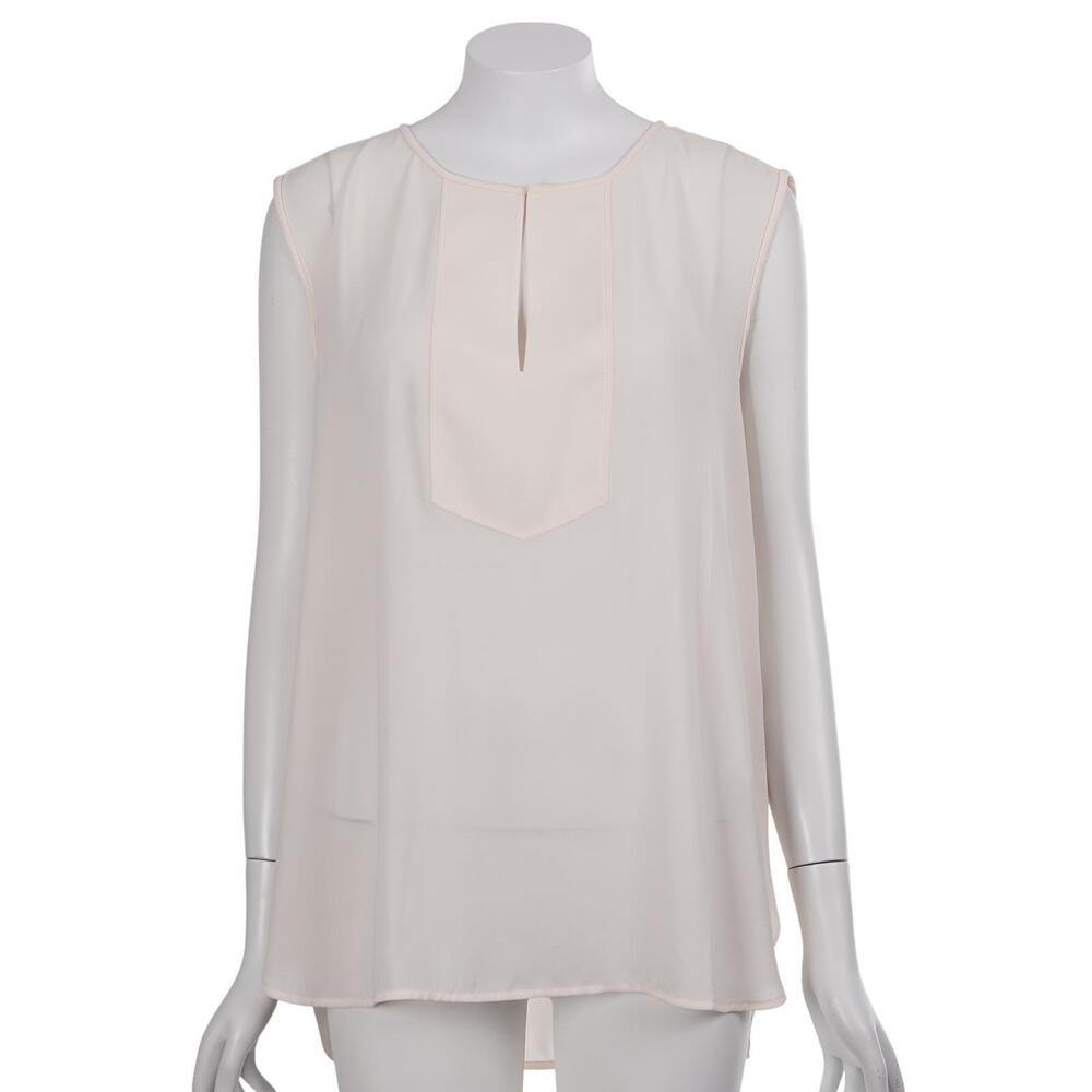NWT J. CREW Top 10 Ivory Sleeveless Keyhole Hi-Low Hem Sheer Shell Capsule